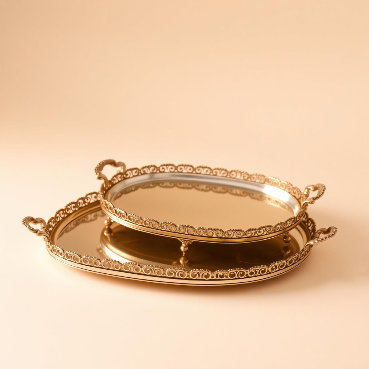 Gold & Silver Plated Tray Set